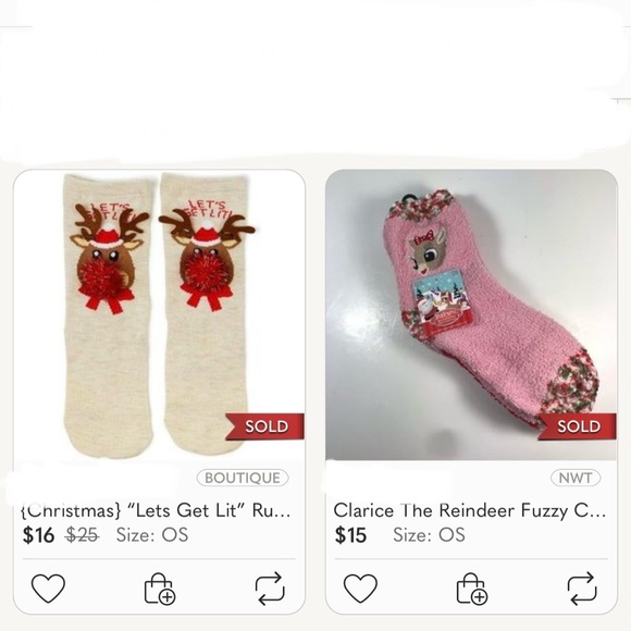 Xmas Socks Rudolph WANTED FOR RUNNING OVER G’MA NWOT - Picture 10 of 10